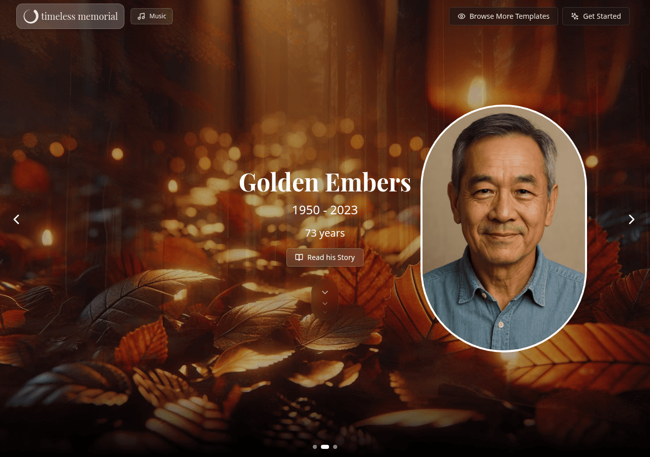 Sample memorial: Golden Embers